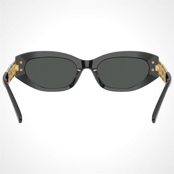 New VERSACE Sunglasses Black Gold Acetate & Metal Cat Eye w/ Case - Picture 3 of 6